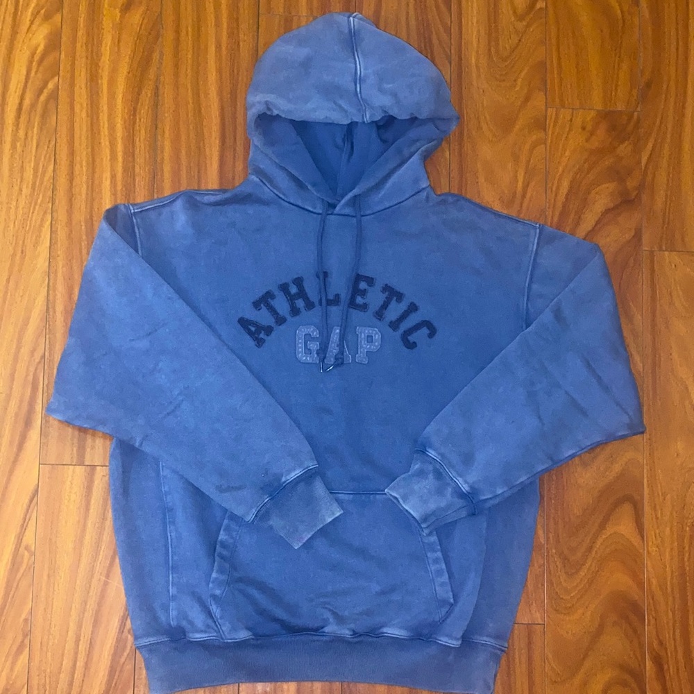 🏀 GAP Athletic Men's Hoodie in Washed Vintage Blue EUC
